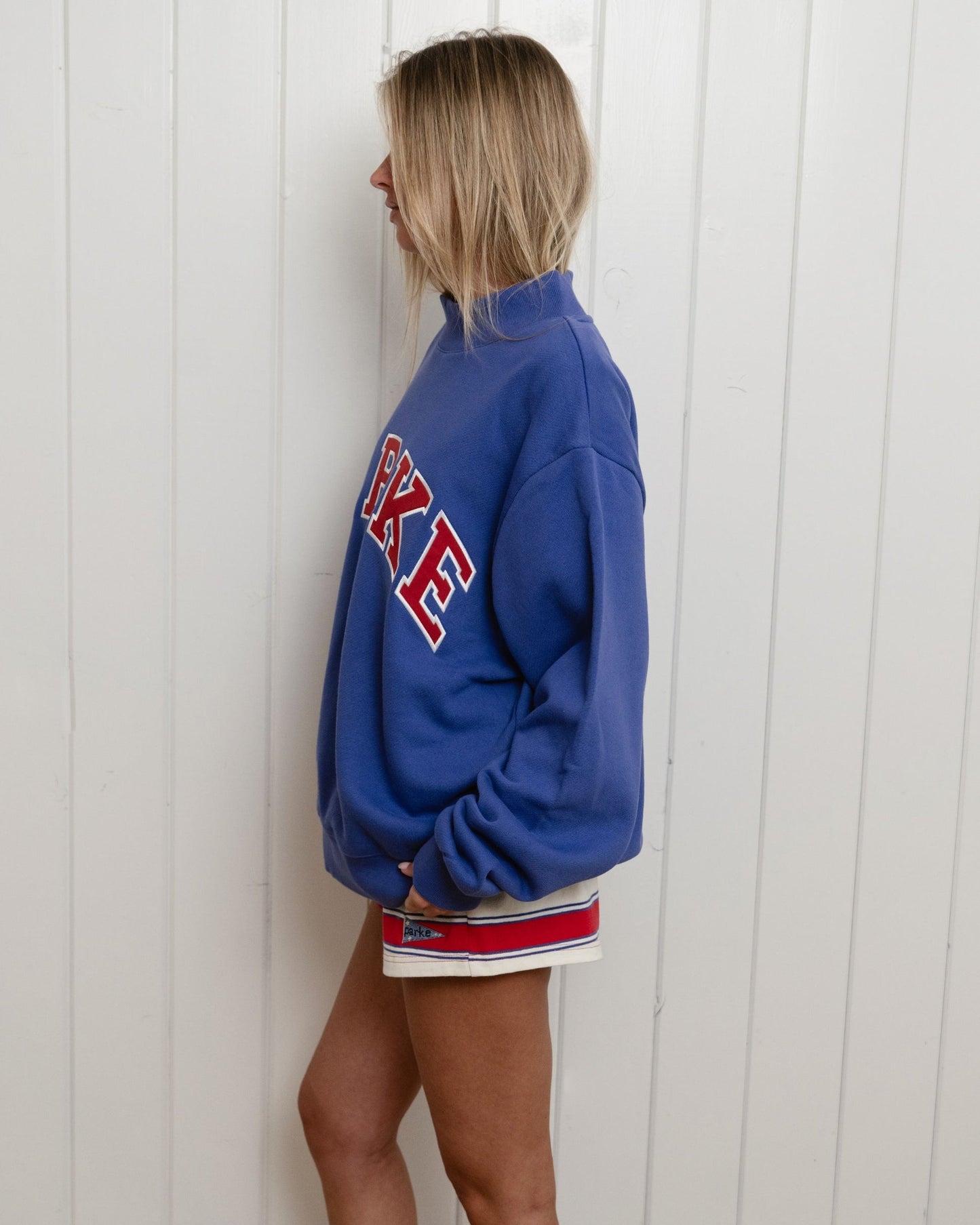 High Tide Varsity Mockneck Sweater – Blue