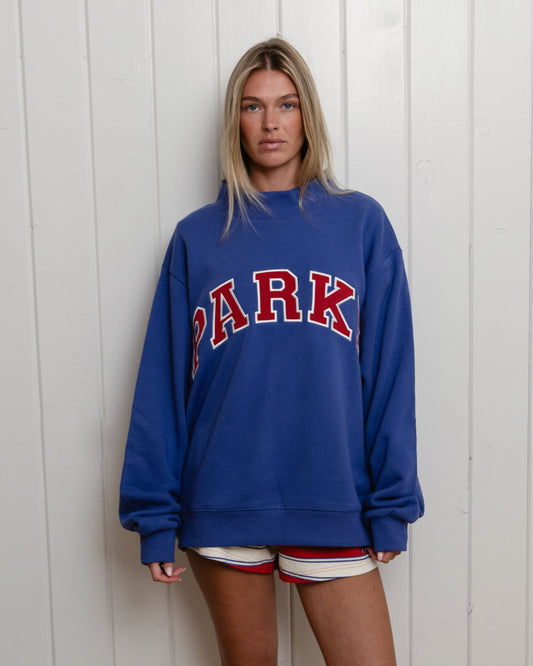 High Tide Varsity Mockneck Sweater – Blue