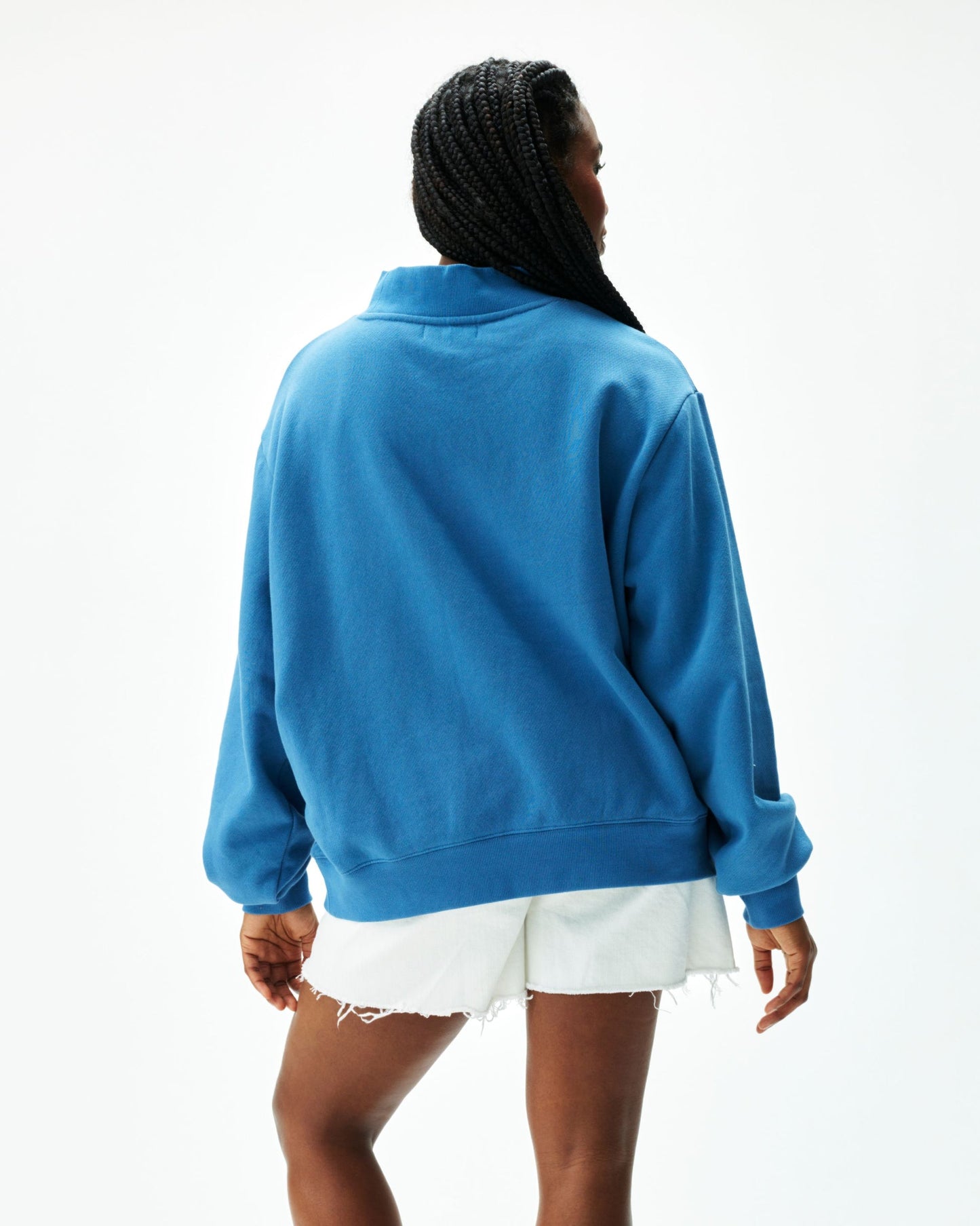 Varsity Mockneck Sweater – Washed Indigo & Peel