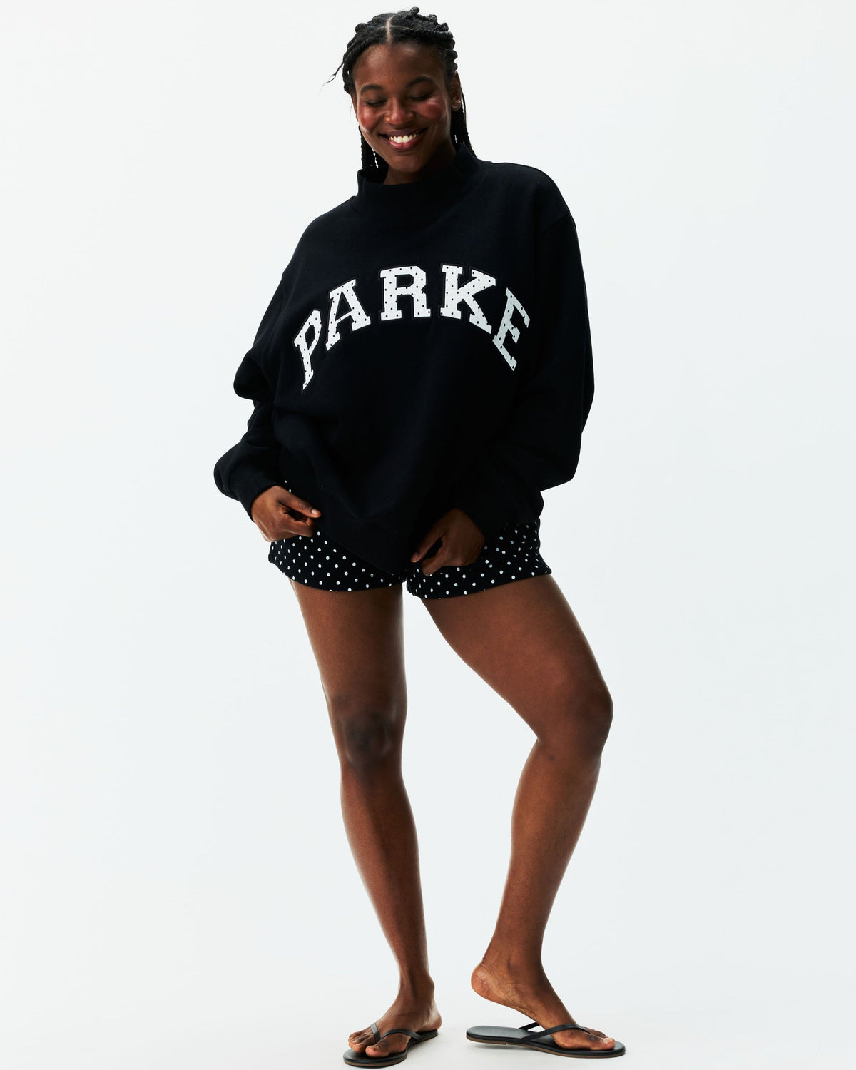 Polka Dot Letter Varsity Mockneck
