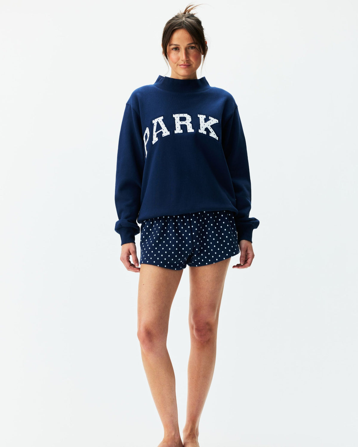 Polka Dot Letter Varsity Mockneck