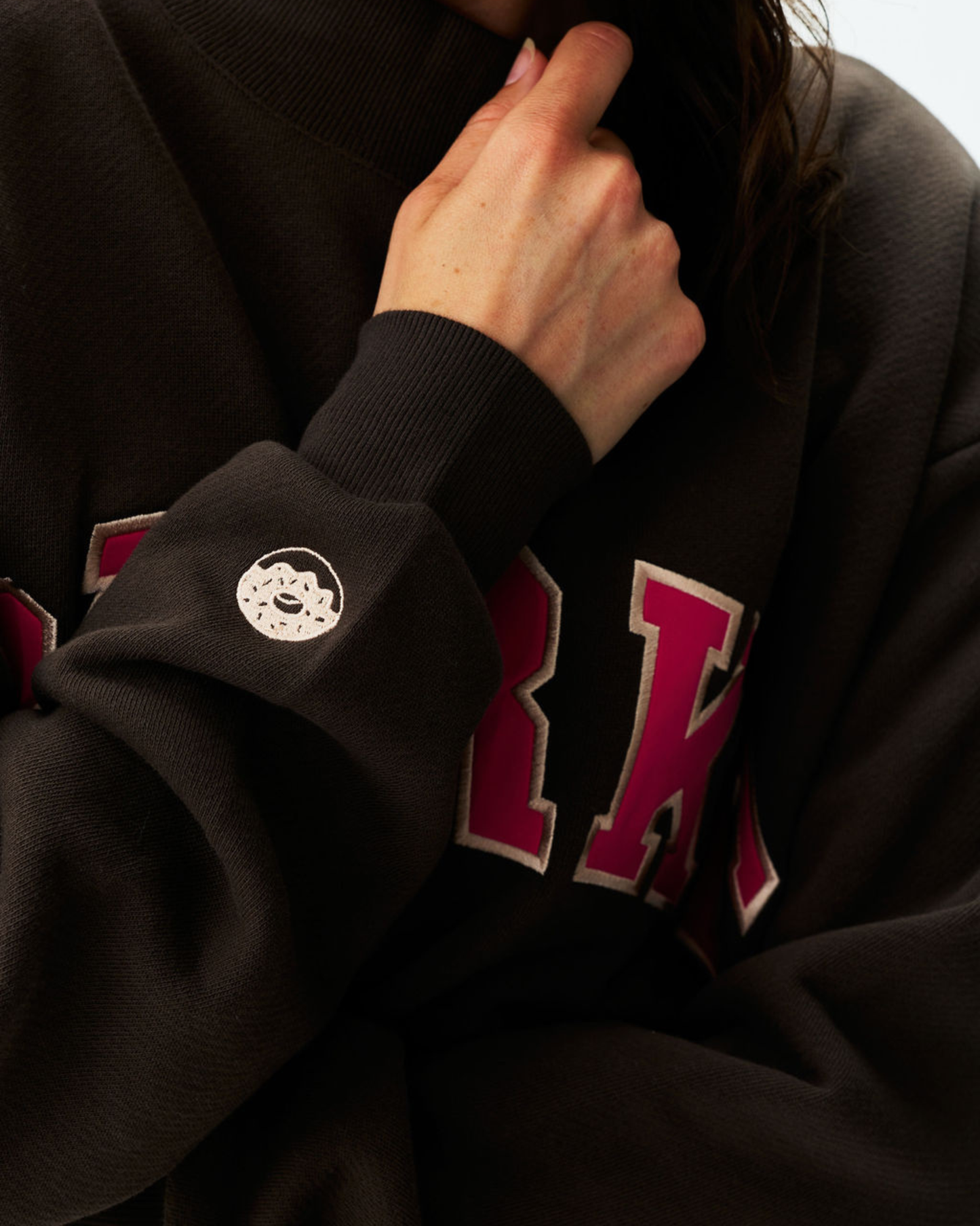 Oversized Varsity Mockneck Sweater – Black
