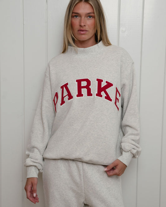 Sailboat Varsity Mockneck Sweater – White