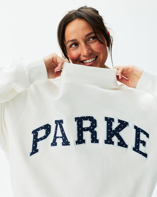 Polka Dot Letter Varsity Mockneck