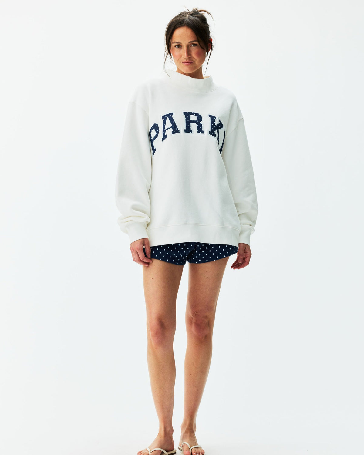Polka Dot Letter Varsity Mockneck