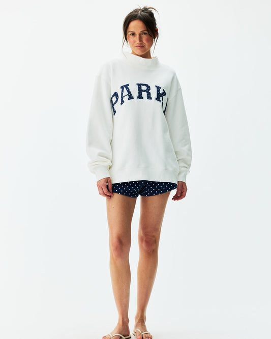 Polka Dot Letter Varsity Mockneck
