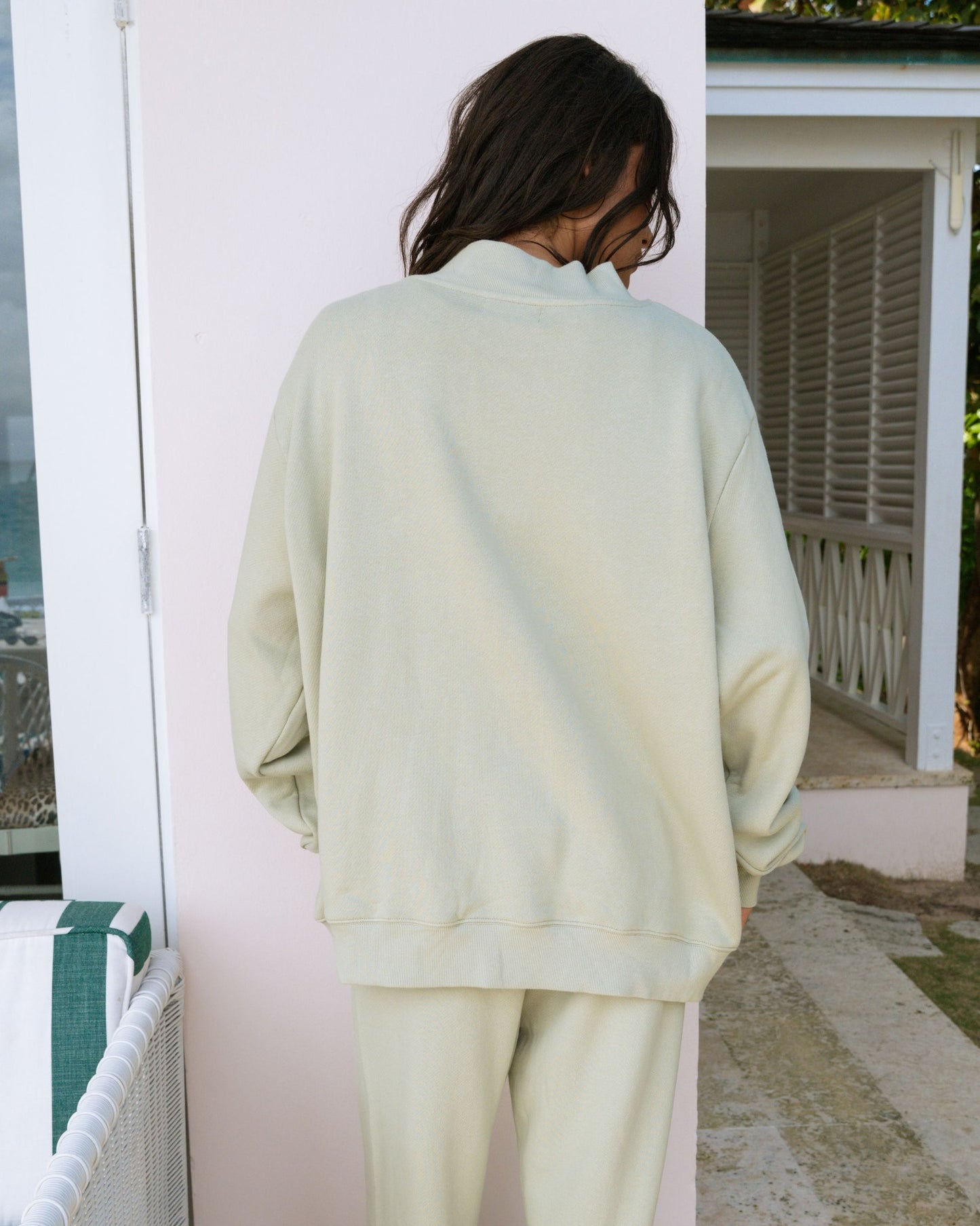 Varsity Mockneck Sweater – Seafoam