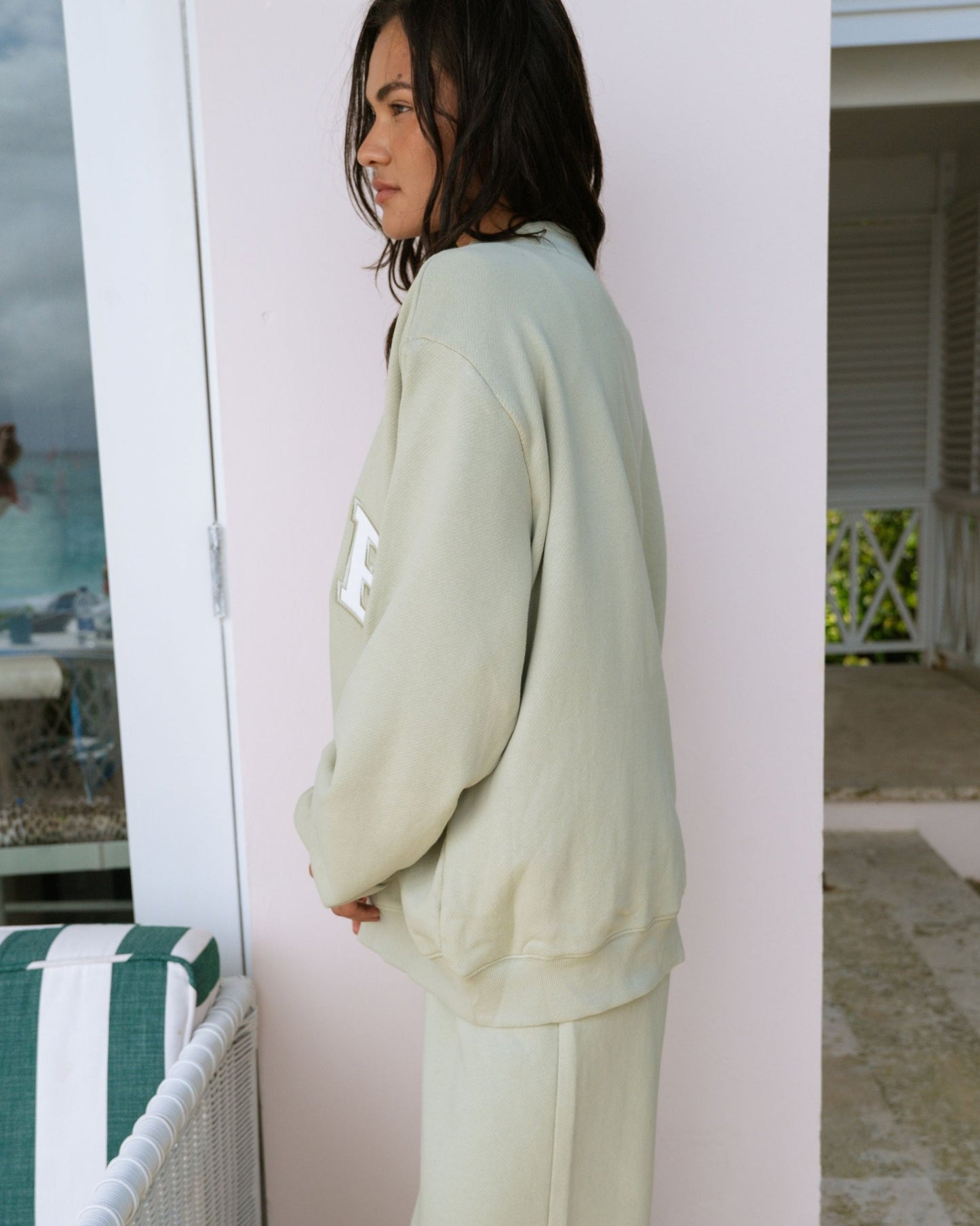Varsity Mockneck Sweater – Seafoam