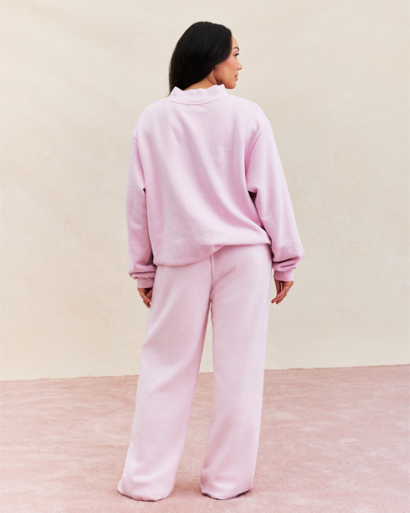 Classic Varsity Mockneck Sweater – Blush Pink