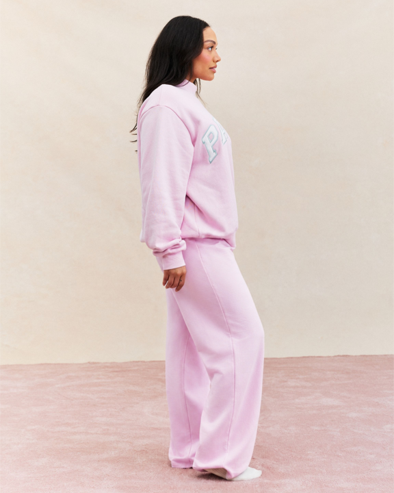 Classic Varsity Mockneck Sweater – Blush Pink