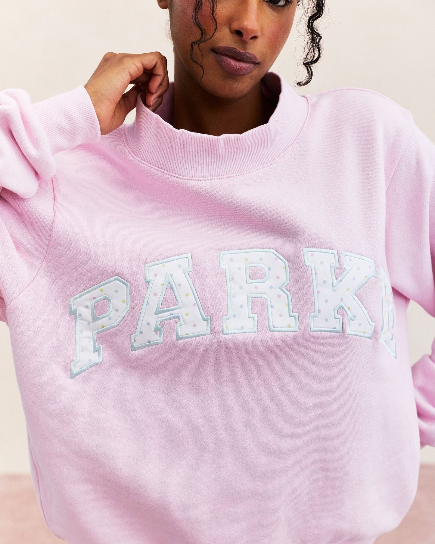 Classic Varsity Mockneck Sweater – Bubblegum Pink
