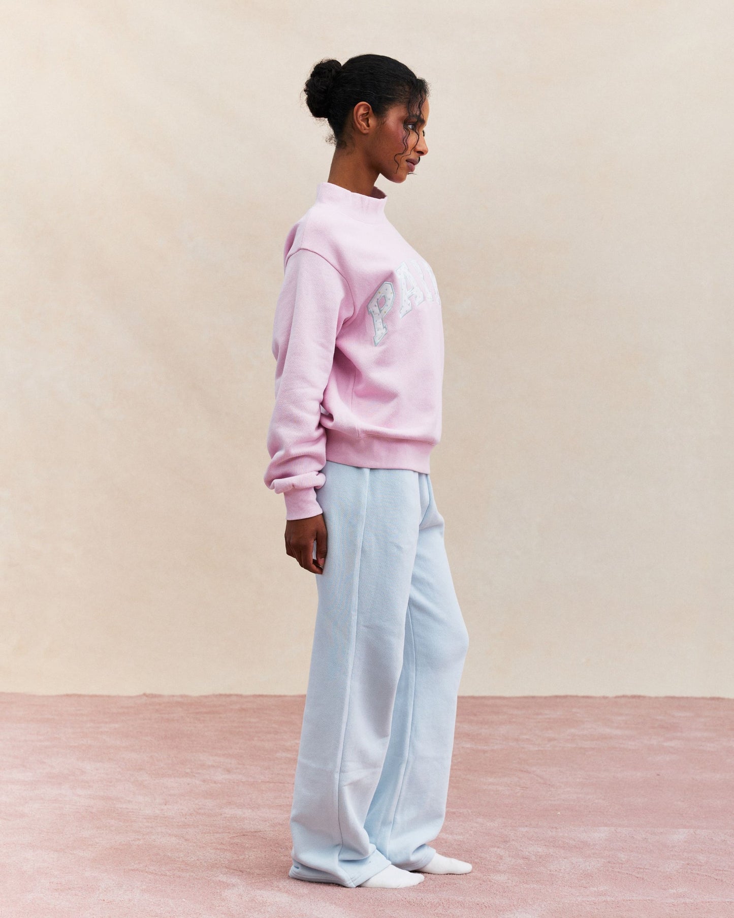 Classic Varsity Mockneck Sweater – Bubblegum Pink