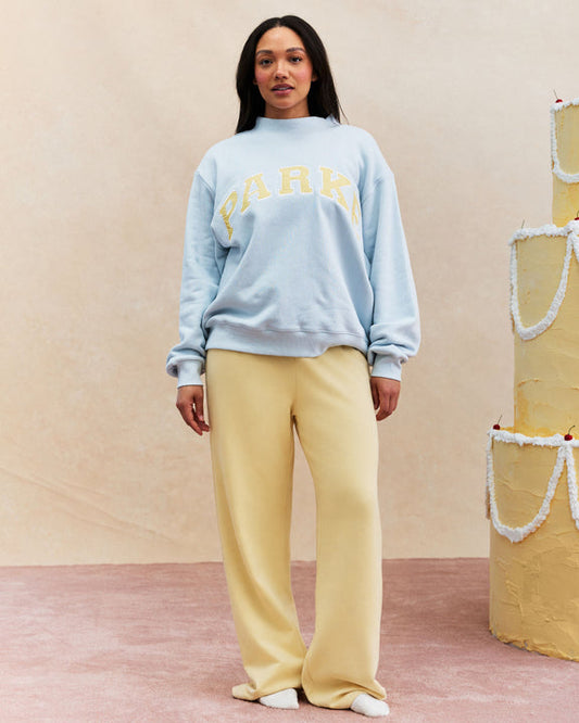 Classic Varsity Mockneck Sweater – Ocean Blue
