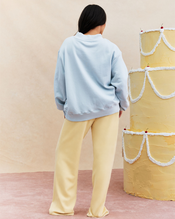Classic Varsity Mockneck Sweater – Ocean Blue
