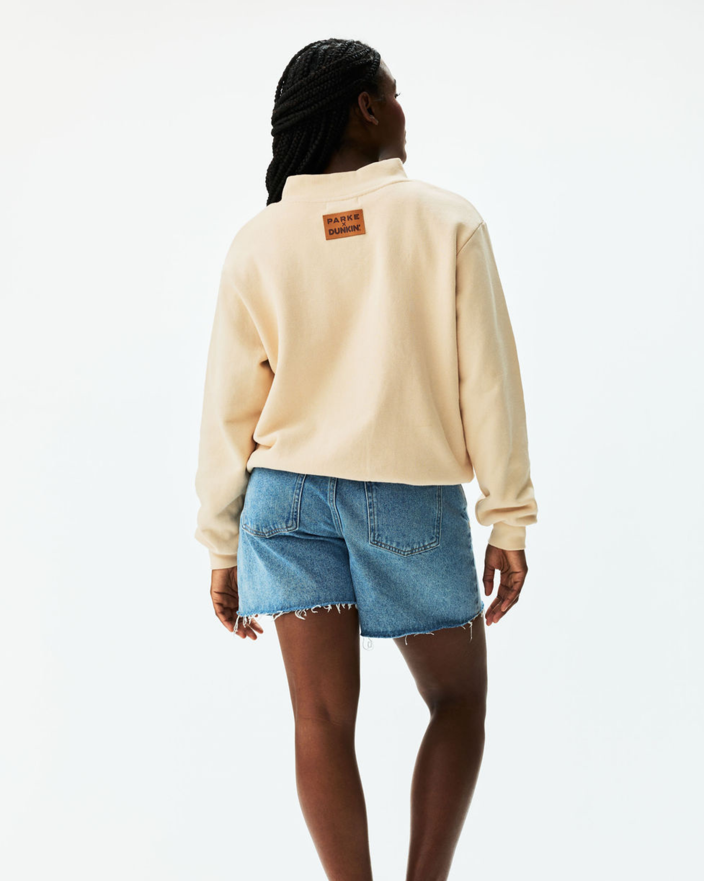 Oversized Varsity Mockneck Sweater – Beige