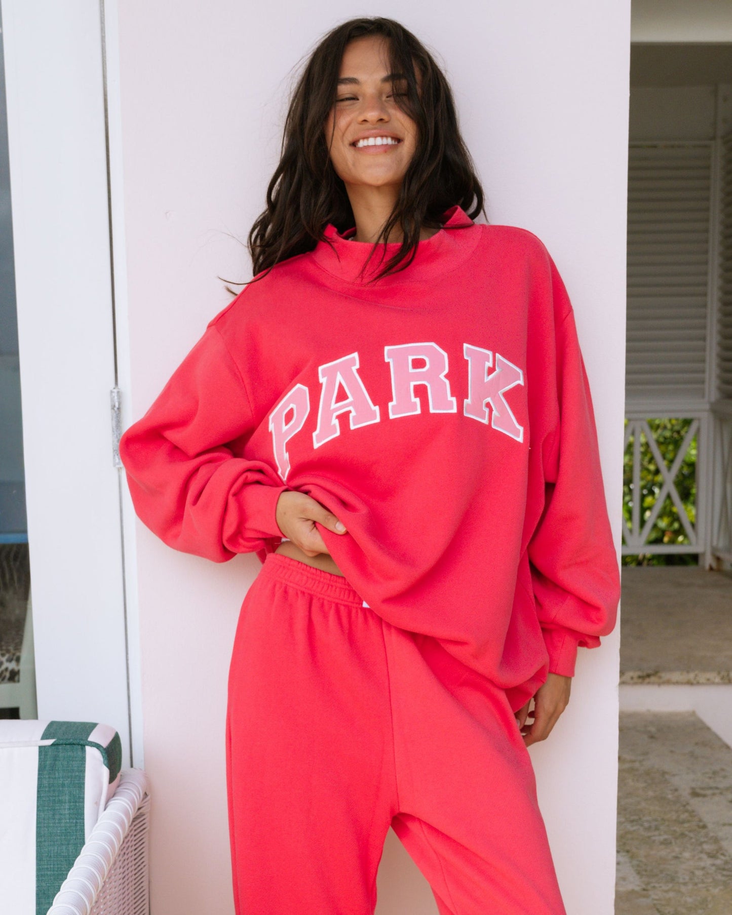 Varsity Mockneck Sweater – Flamingo