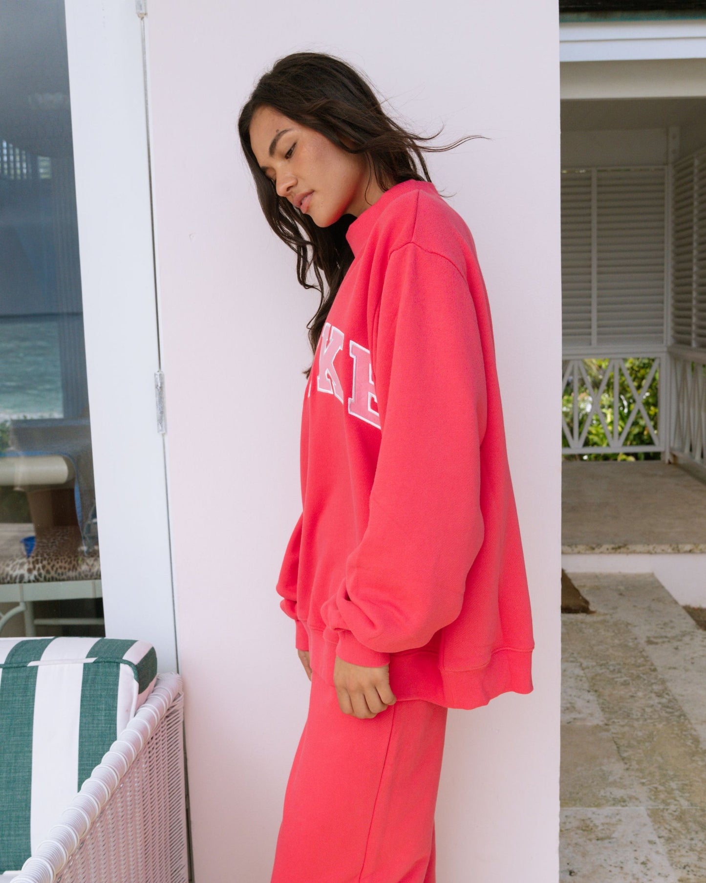 Varsity Mockneck Sweater – Flamingo