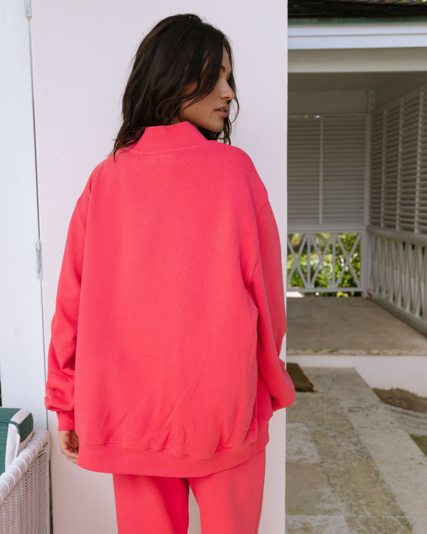 Varsity Mockneck Sweater – Flamingo