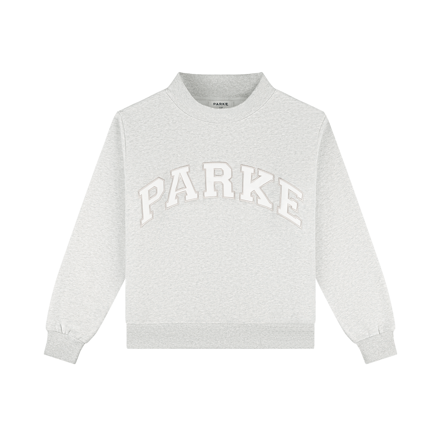 Metallic Varsity Mockneck Sweater – Silver