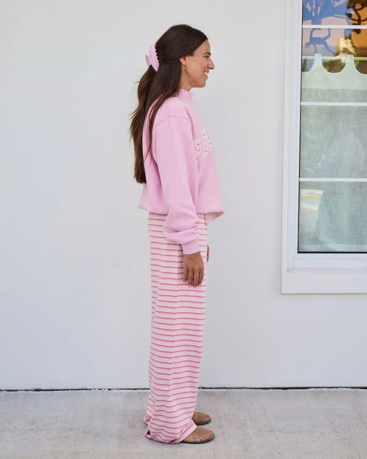 Pink Striped Mockneck